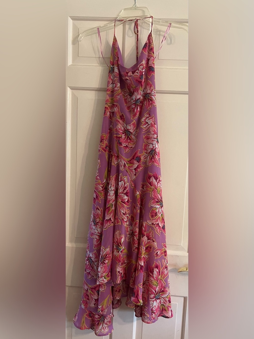 Astr Floral Pink Slip long Midi Dress asymmetrical High Low Hem feminine wedding - Picture 6 of 10